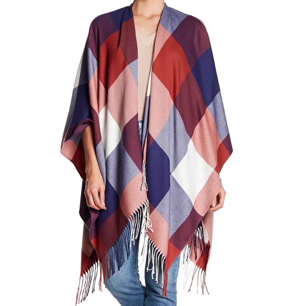 Just Jamie Woven Ruana Poncho One Size NWT